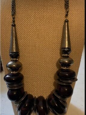 You and I -Women's Purple Resin and Metal Statement Necklace